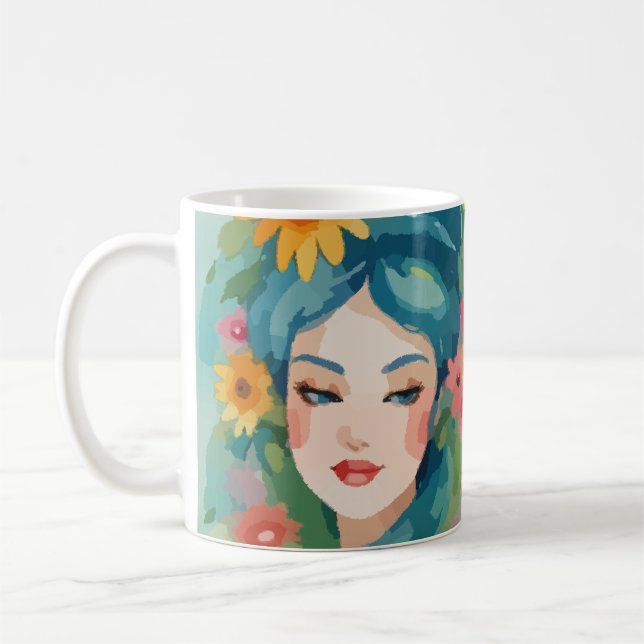 Taza De Café Retrato Floral Daydream (Izquierda)