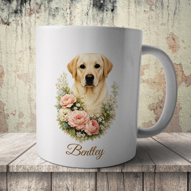 Taza De Café Retrato Floral de Labrador (Subido por el creador)