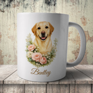 Taza De Café Retrato Floral de Labrador