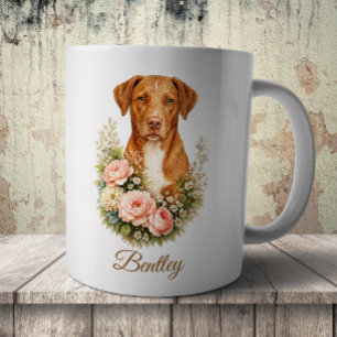 Taza De Café Retrato Floral de Vizsla