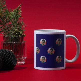 Taza De Café Retrato flotante personalizado con fondo atrevido