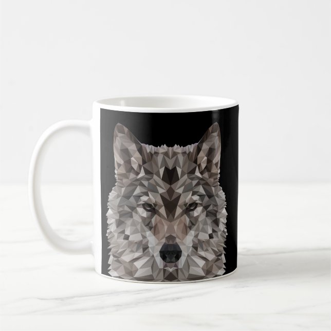 Taza De Café Retrato geométrico de Lone Wolf (Izquierda)
