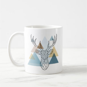 Taza De Café Retrato geométrico de los ciervos