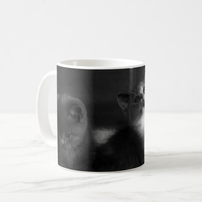 Taza De Café Retrato gris adorable del gatito (Anverso izquierdo)