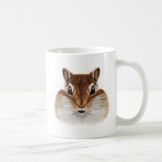 Taza De Café Retrato ilustrado del Chipmunk. (Derecha)