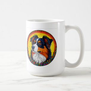 Taza De Café Retrato Ilustrado Vibrante de un Perro