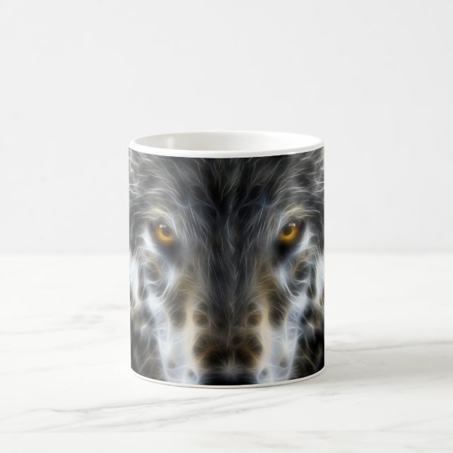 Taza De Café Retrato Inspirador de Lobo salvaje (Centro)