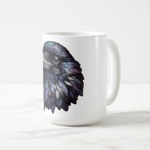 Taza De Café Retrato majestuoso de Raven - cuervo, ave, fauna