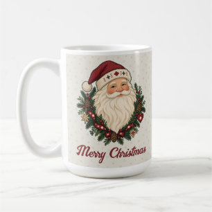 Taza De Café Retrato navideño nórdico de Santa Claus con abeto 