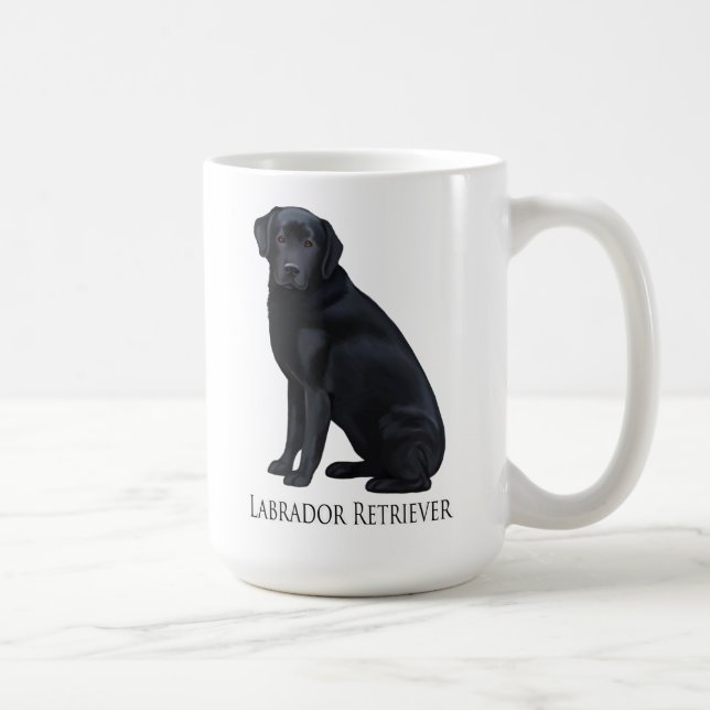 Taza De Café Retrato negro del labrador retriever (Derecha)