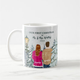 Taza De Café Retrato personalizado Nuestra primera Navidad casa