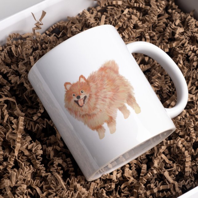 Taza De Café Retrato Pomeraniano Pintado (Subido por el creador)