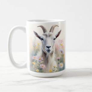 Taza De Café Retrato suave de la cabra del campo de la flor pas