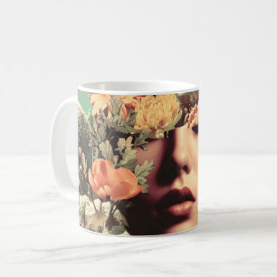 Taza De Café Retrato submarino surrealista con flores de coral