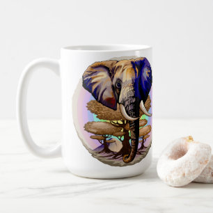 Taza De Café Retrato surrealista de elefante africano