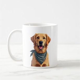 Taza De Café Retrato vintage de Golden Retriever con pañuelo co