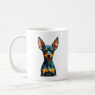 Taza De Café Retrato Vintage de Pinscher Miniatura Colorido Gra