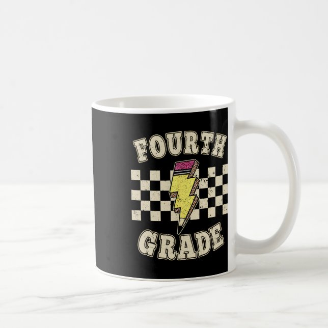 Taza De Café Retro 4th Fourth Grade Teacher Lightning Bolt Penc (Derecha)