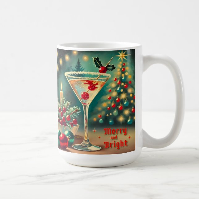 Taza De Café Retro 50 Merry Bright Navidades Cocktail Martini (Derecha)