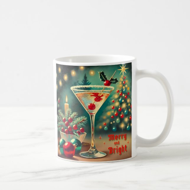 Taza De Café Retro 50 Merry Bright Navidades Cocktail Martini (Derecha)