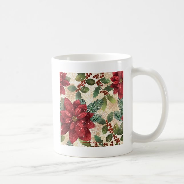 Taza De Café Retro 50 Poinsettia Crema Verde Rojo (Derecha)