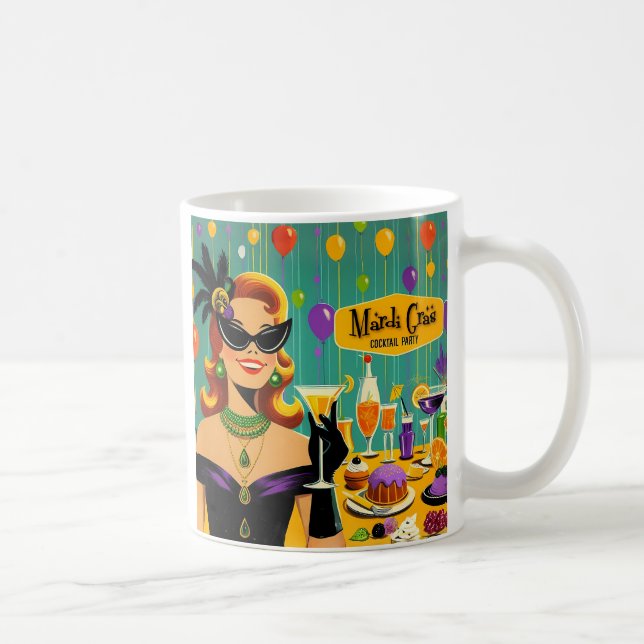 Taza De Café Retro 50s Mardi Gras Cocktail Party (Derecha)