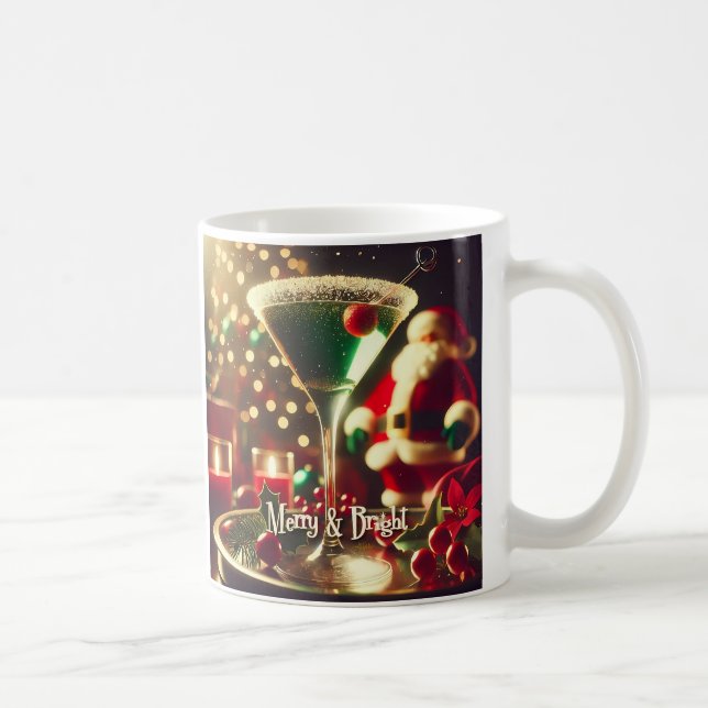 Taza De Café Retro 50s Santa Christmas Green Martini (Derecha)