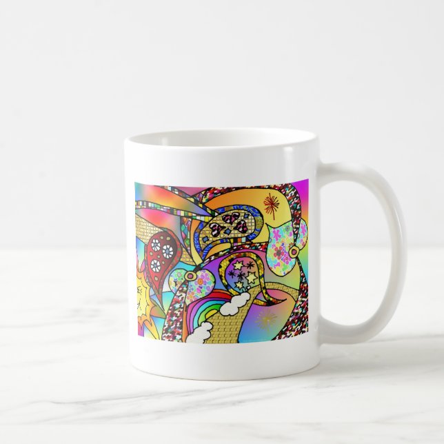 Taza De Café Retro 60 Corazones Psicodélicos Ropa de Regalos Pa (Derecha)