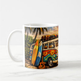 Taza De Café Retro 60s Hippie Beach Bus Sunset | Surf Van Life