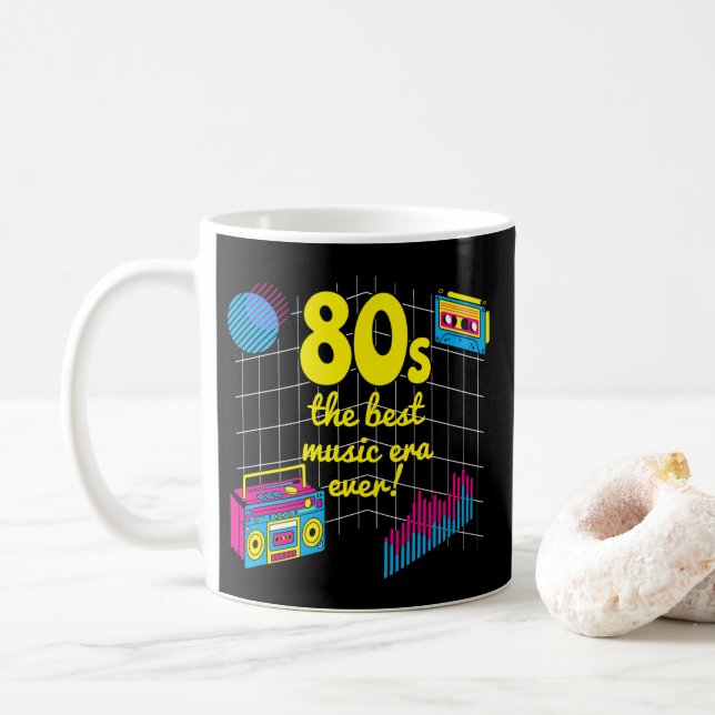 Taza De Café Retro 80: ¡la mejor era musical de todos los tiemp (Con donut)