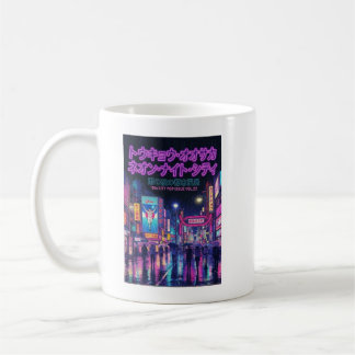 Taza De Café Retro 90s City Pop Night: Neon Tokyo & Osaka Rain