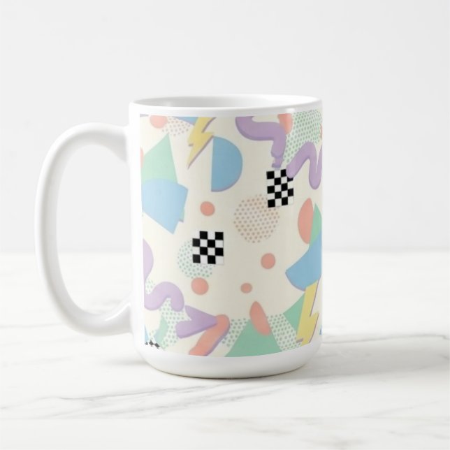 Taza De Café Retro 90s Memphis Aesthetic Pattern Latte Mug (Izquierda)