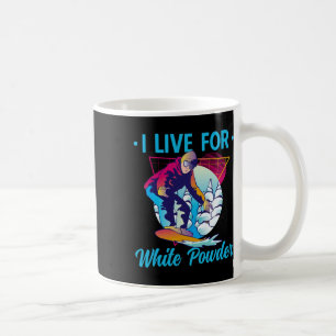 Taza De Café Retro 90s Snowboard de los 80s Vivo para White Pow