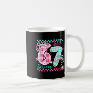 Taza De Café Retro a Cuadros San Valentín Seis Siete Meme 67 Vi
