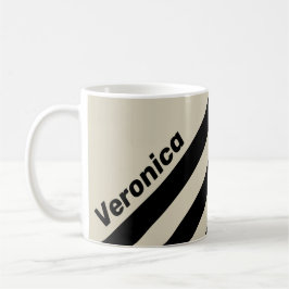 Taza De Café Retro Alabaster Three Stripes with Name