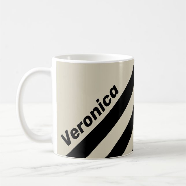 Taza De Café Retro Alabaster Three Stripes with Name (Izquierda)