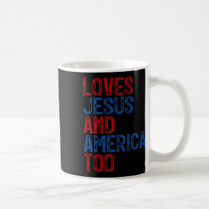 Taza De Café Retro ama a Jesús y Estados Unidos a Dios Cristian