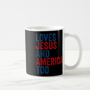 Taza De Café Retro ama a Jesús y Estados Unidos a Dios Cristian