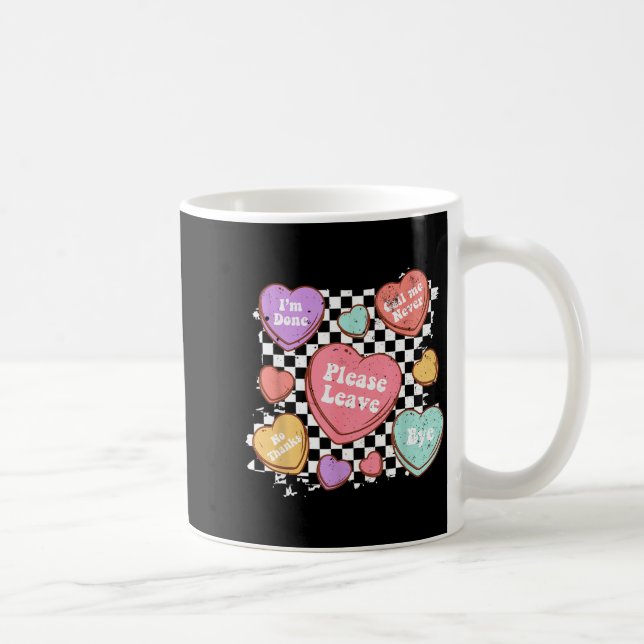 Taza De Café Retro Anti Valentines Funny Valentine Candy Heart  (Derecha)