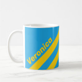 Taza De Café Retro Aqua Reef Tres Rayas con Nombre