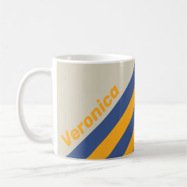 Taza De Café Retro Azul Aplastante Puesta del Sol Rayas con Nom