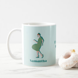 Taza De Café Retro Bailando Reina Verde Nombre personalizado Ca