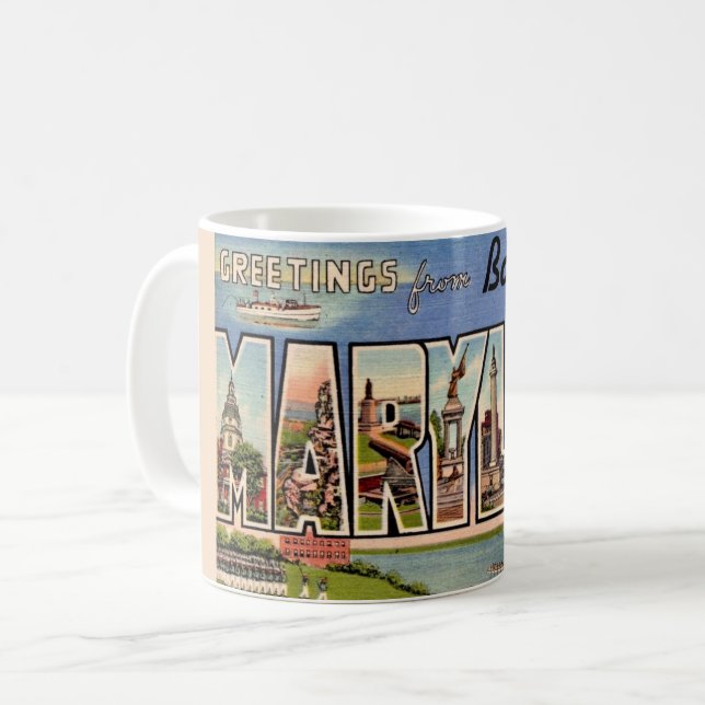 Taza De Café Retro Baltimore Maryland Greting Mug (Anverso izquierdo)
