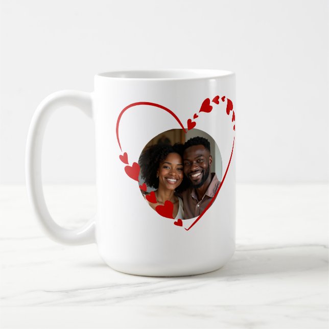 Taza De Café Retro Be Mine Script & Sketch Heart Photo  (Izquierda)
