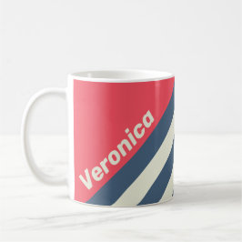Taza De Café Retro Beach Club Stripes with Name
