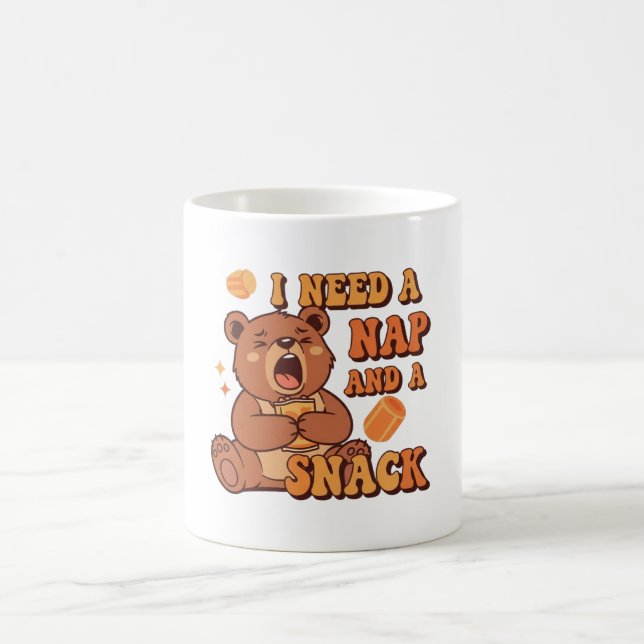 Taza De Café Retro Bear Snack First White Mug (Centro)