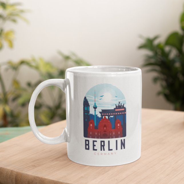 Taza De Café Retro Berlin Skyline Alemania (Retro Berlin Skyline Germany Coffee Mug)