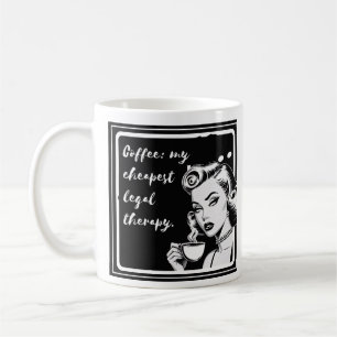 Taza De Café Retro black and white design with the phrase “Coff