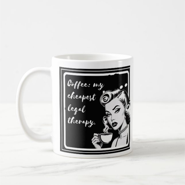 Taza De Café Retro black and white design with the phrase “Coff (Izquierda)