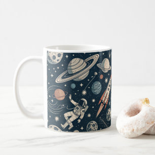 Taza De Café Retro Blue Galaxy Exploration